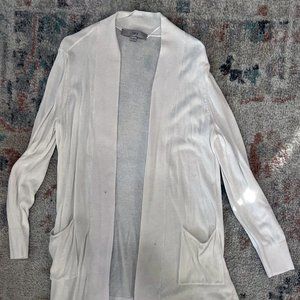 Medium Loft Cream White Open-front Cardigan